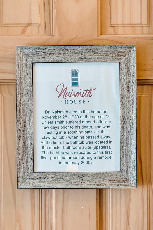 The Naismith House historical plaque